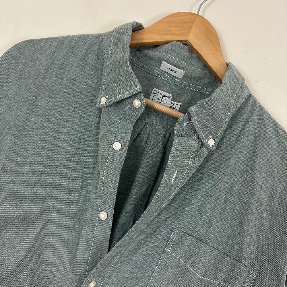 J.Crew Broken In Oxford Shirt OCBD Green Cotton Classic Fit Button Down Men XLT